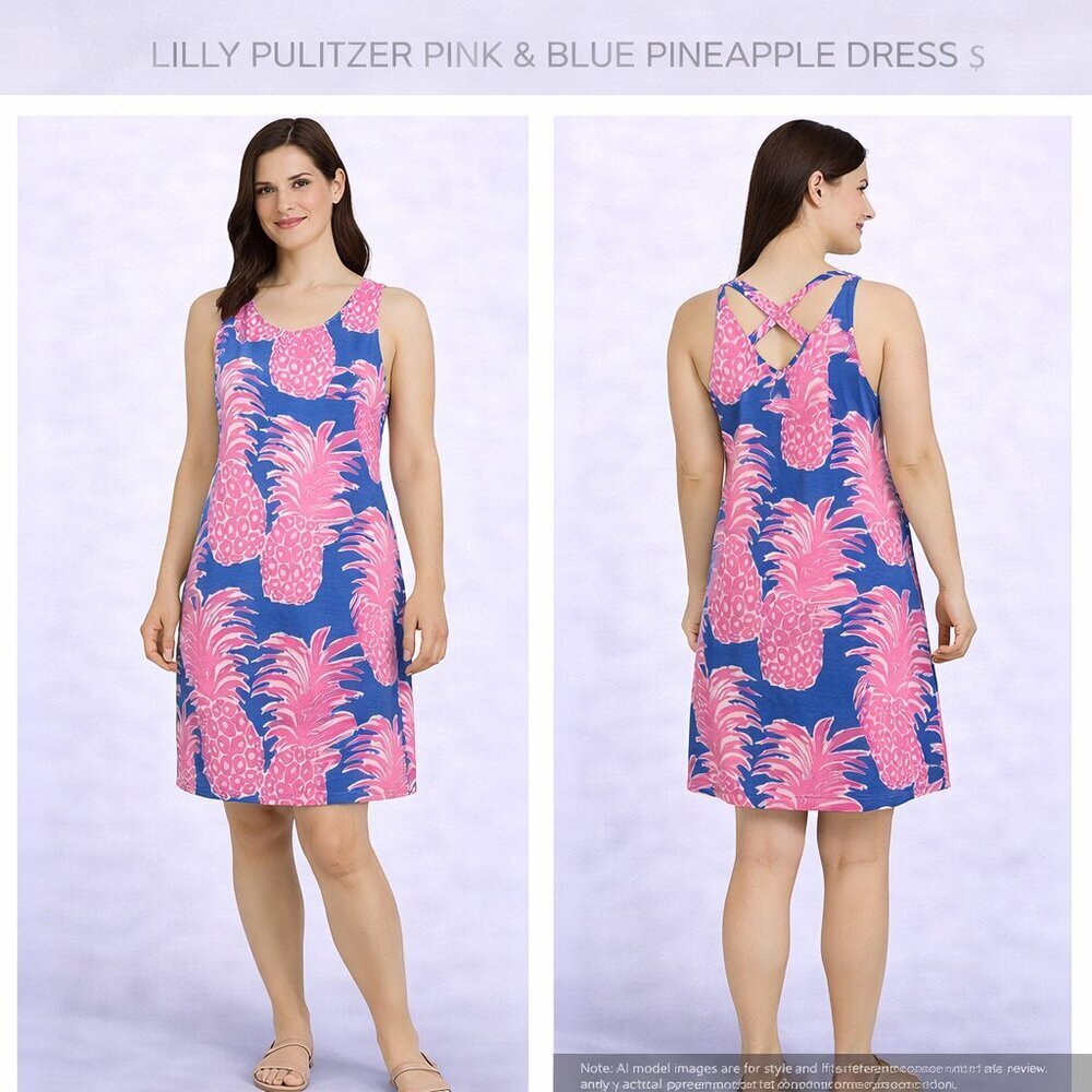 Lilly Pulitzer Pink & Blue Pineapple Dress S